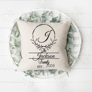 Personalized Wreath Pillow Cover 16X16